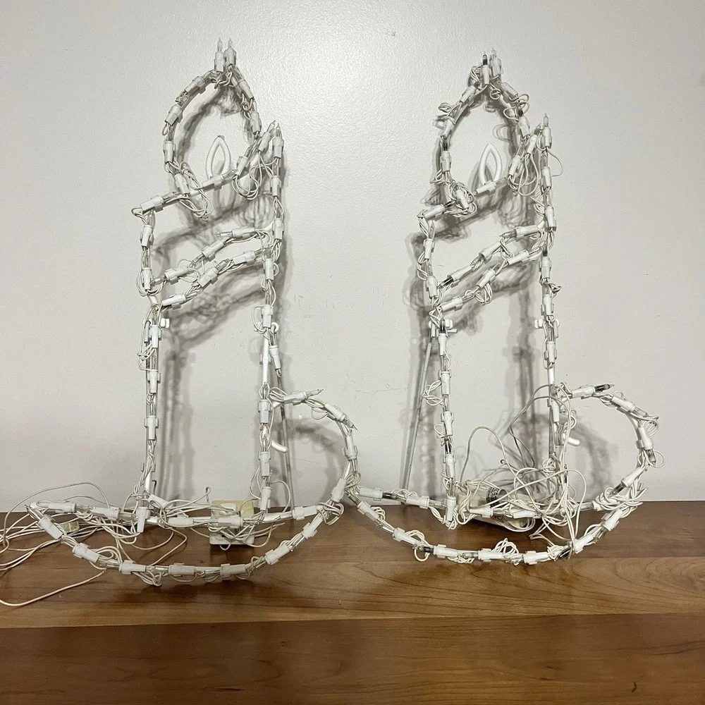 Set of 2‎ Vintage 1995 Christmas Candle Lightup Silhouette Sculpture 20'